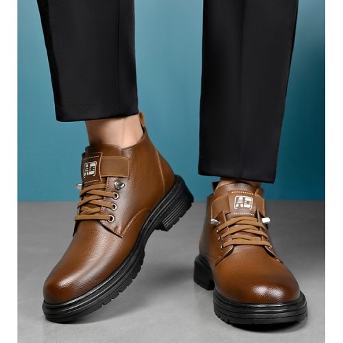 Giày Boot Nam Cổ Cao Da Bò Thật GTD051 Đen