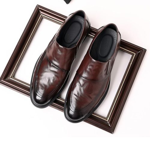 Giày Lười Da Nam Da Bò Thật GTD059 Nâu