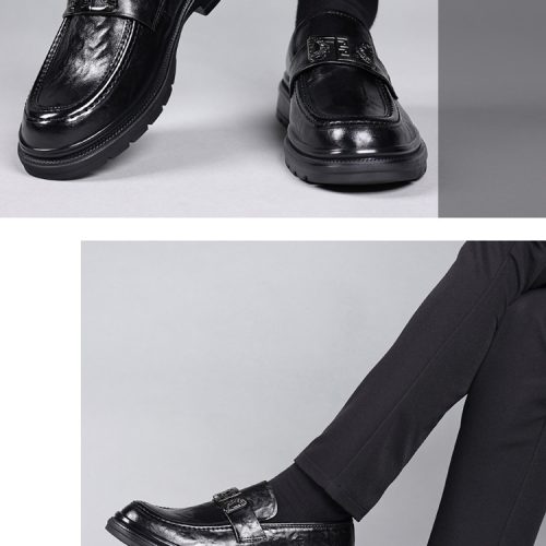 Giày Loafer Nam Da Bò Thật Có Big Size GTD063 Đen