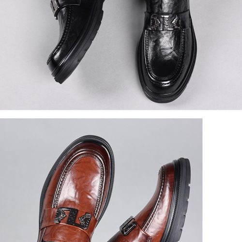 Giày Loafer Nam Da Bò Thật Có Big Size GTD063 Đen