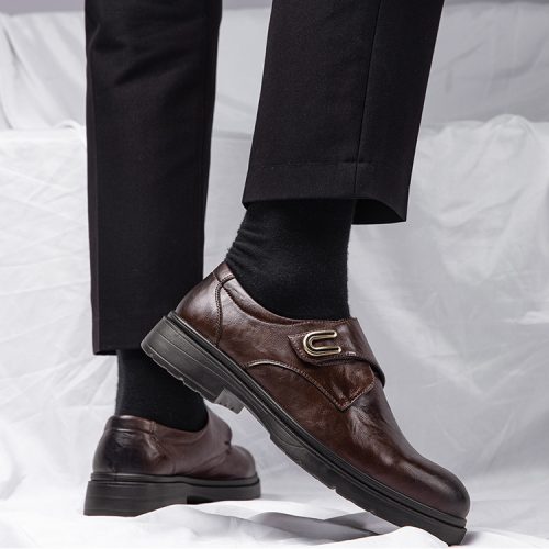 Giày Monkstrap Nam Da Bò Thật GTD062 Đen