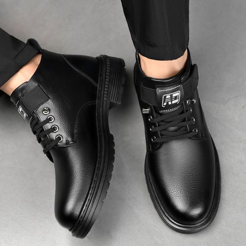 Giày Boot Nam Cổ Cao Da Bò Thật GTD051 Đen