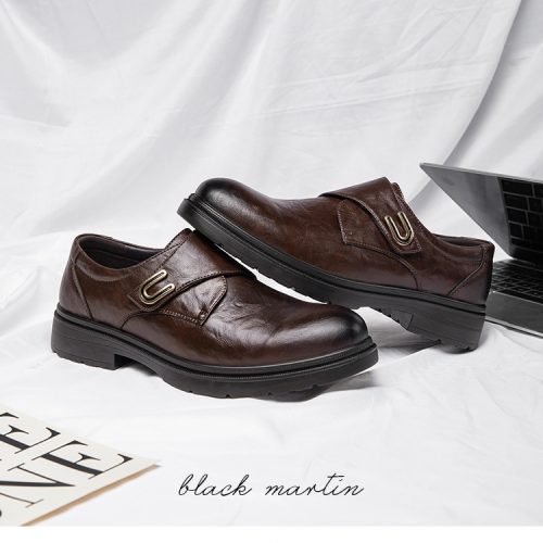 Giày Monkstrap Nam Da Bò Thật GTD062 Đen