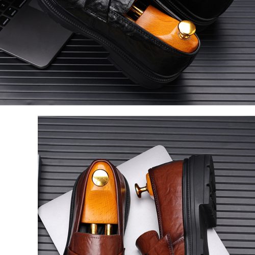Giày Loafer Nam Da Bò Thật Có Big Size GTD063 Đen