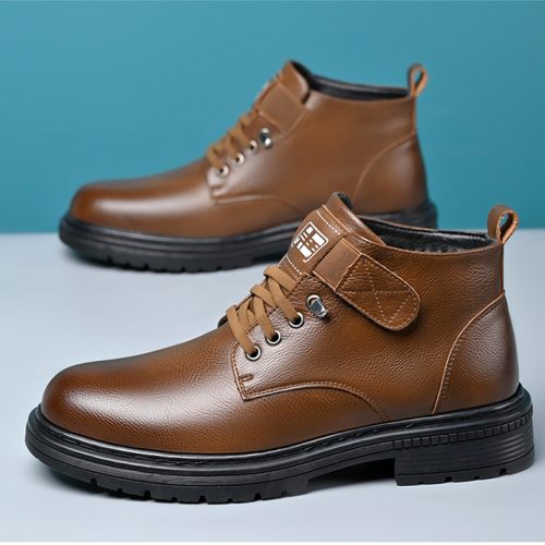 Giày Boot Nam Cổ Cao Da Bò Thật GTD051 Đen