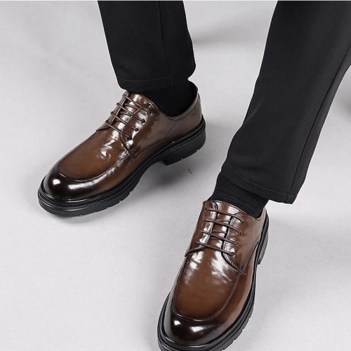 Giày Derby Nam Da Bò Thật GTD064 Nâu Lỗ