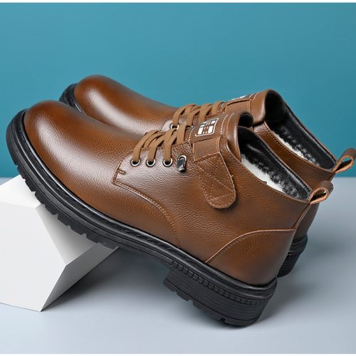 Giày Boot Nam Cổ Cao Da Bò Thật GTD051 Đen