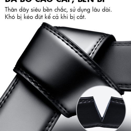 Thắt lưng da bò thật khóa hợp kim tự động Navy DND051 10-Đen Có Vân