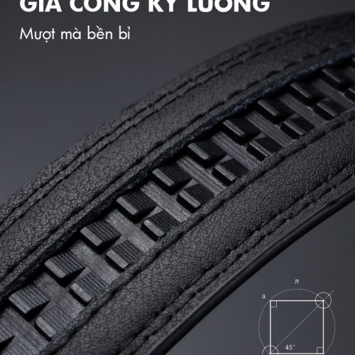 Thắt lưng da bò thật khóa hợp kim tự động Navy DND051 10-Đen Có Vân