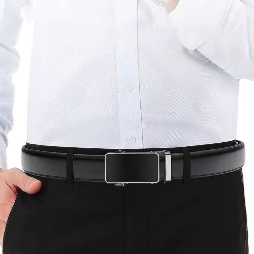 Thắt lưng da bò thật khóa hợp kim tự động Navy DND051 10-Đen Có Vân