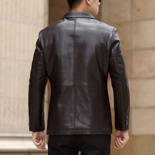 Áo Khoác Da Nam Cao Cấp, Da Bò Thật BS3444AKD68 Màu Đen